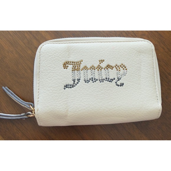 Juicy Couture Handbags - Juicy Couture Small Zip Around Wallet Off White Studded Logo